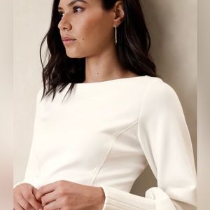 Banana Republic Snow White Scuba Pintuck Top